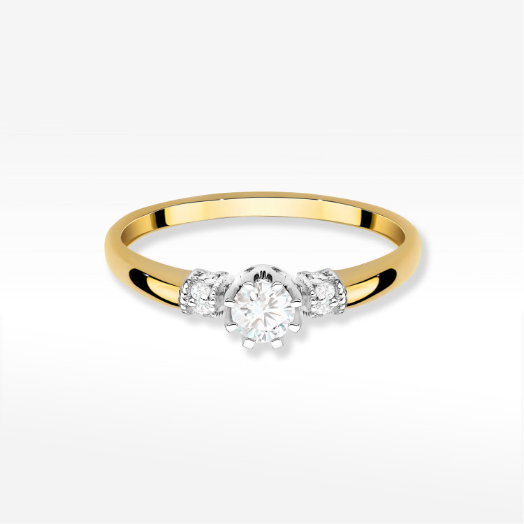 Pierścionek z diamentami 0,32ct żółte złoto W0667