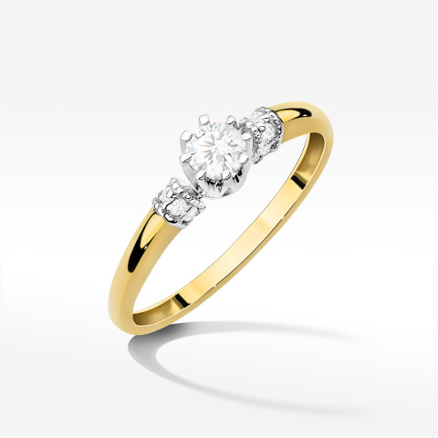Pierścionek z diamentami 0,32ct żółte złoto W0667