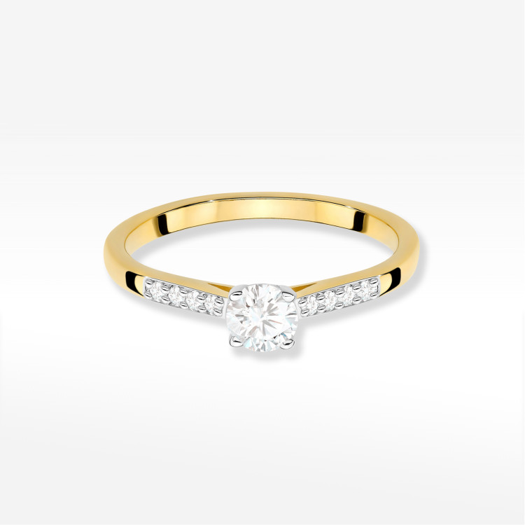 Pierścionek z diamentami 0,32ct żółte złoto W0668