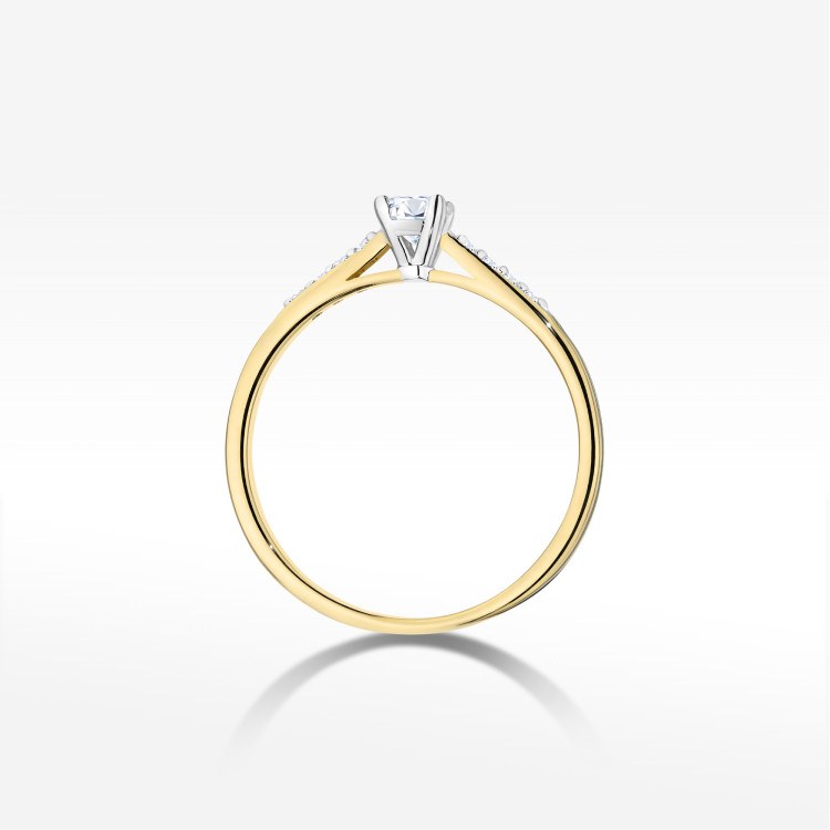 Pierścionek z diamentami 0,32ct żółte złoto W0668