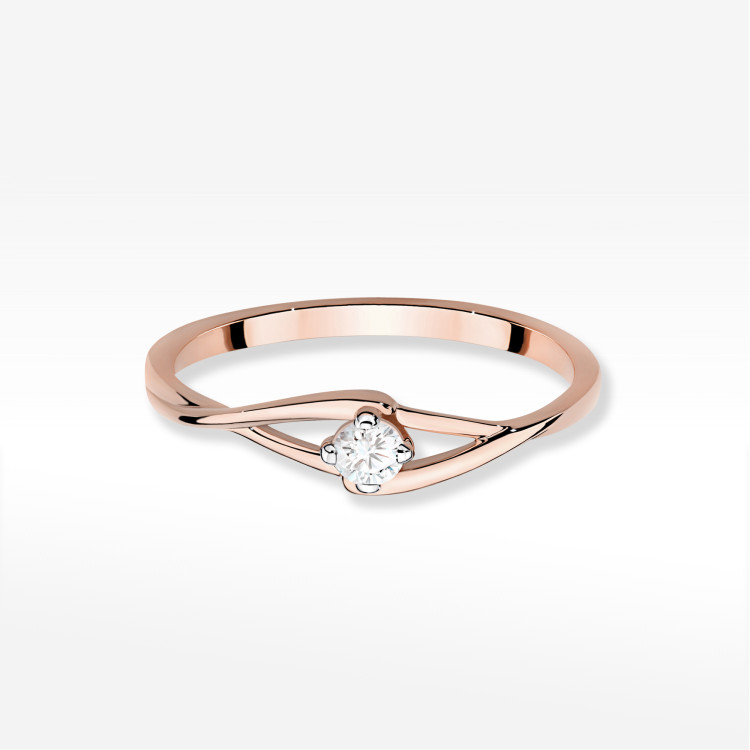 Pierścionek W0669 Diament 0,10ct różowe złoto
