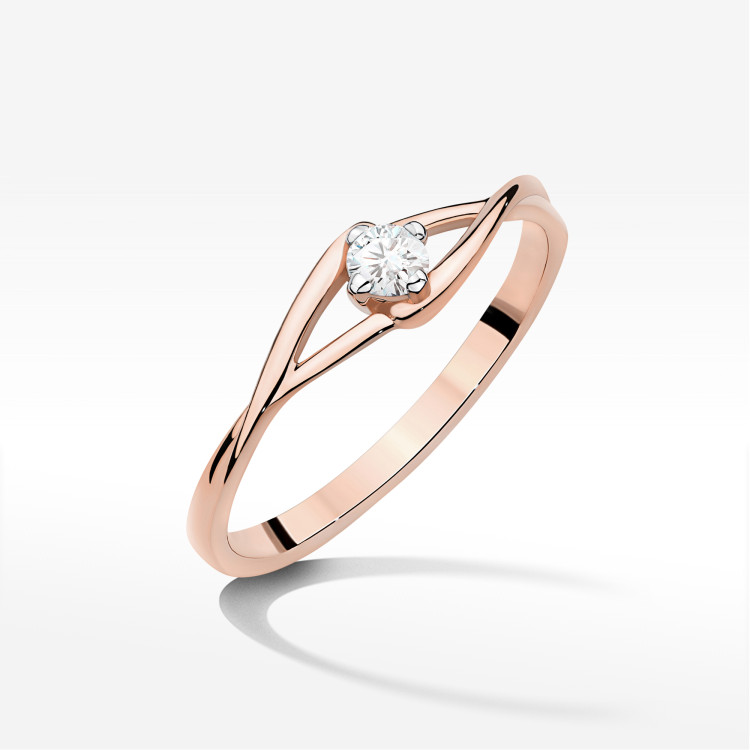 Pierścionek W0669 Diament 0,10ct różowe złoto
