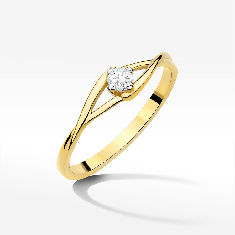 Pierścionek W0669 Diament 0,10ct żółte złoto