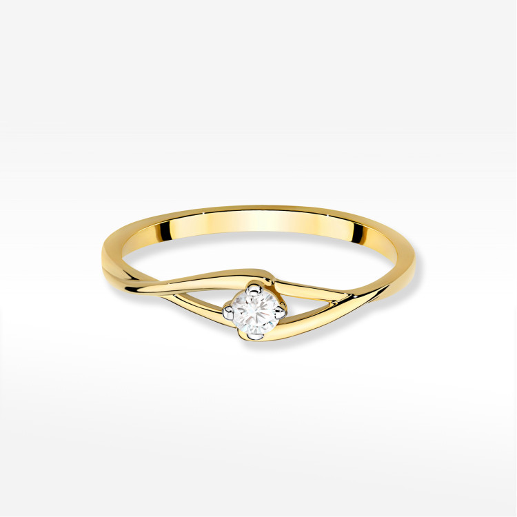 Pierścionek W0669 Diament 0,10ct żółte złoto