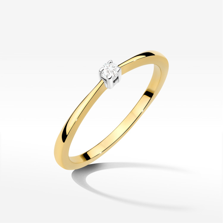 Pierścionek W0670 Diament 0,05ct żółte złoto