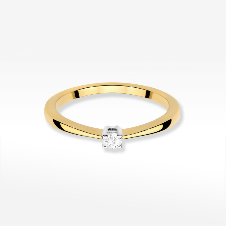 Pierścionek W0670 Diament 0,05ct żółte złoto