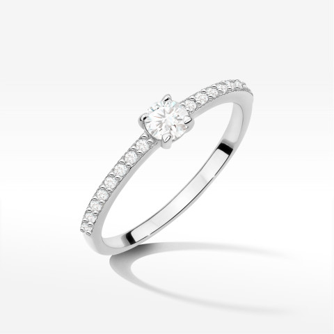 Pierścionek z diamentami 0,39ct białe złoto W0671