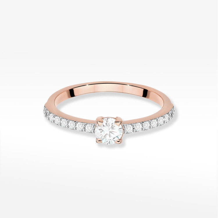 Pierścionek z diamentami 0,39ct różowe złoto W0671