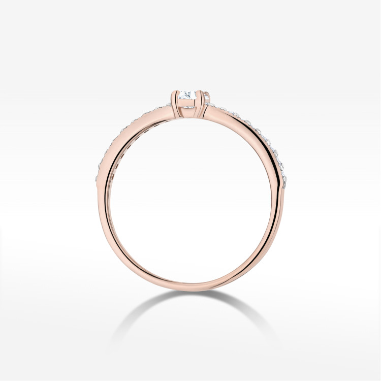 Pierścionek z diamentami 0,39ct różowe złoto W0671