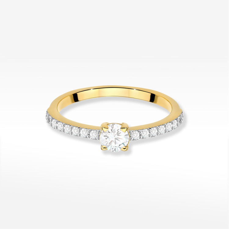 Pierścionek z diamentami 0,39ct żółte złoto W0671