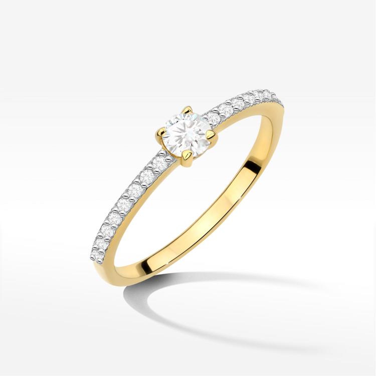 Pierścionek z diamentami 0,39ct żółte złoto W0671