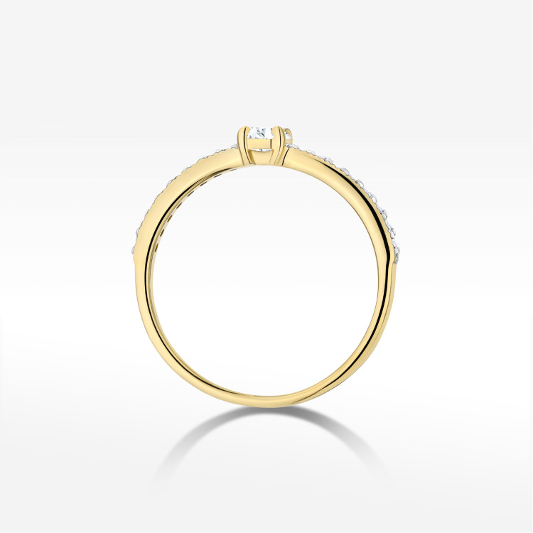 Pierścionek z diamentami 0,39ct żółte złoto W0671