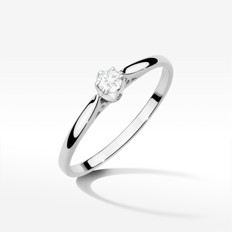 Pierścionek W0672 z diamentem 0,10ct białe złoto