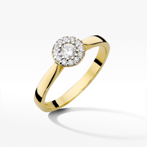 Pierścionek z żółtego złota z diamentami  - próba 585 0,22CT W-362A