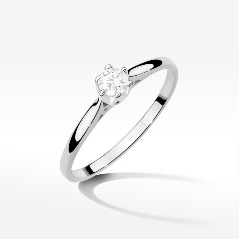 Pierścionek W0672 z diamentem 0,18ct białe złoto