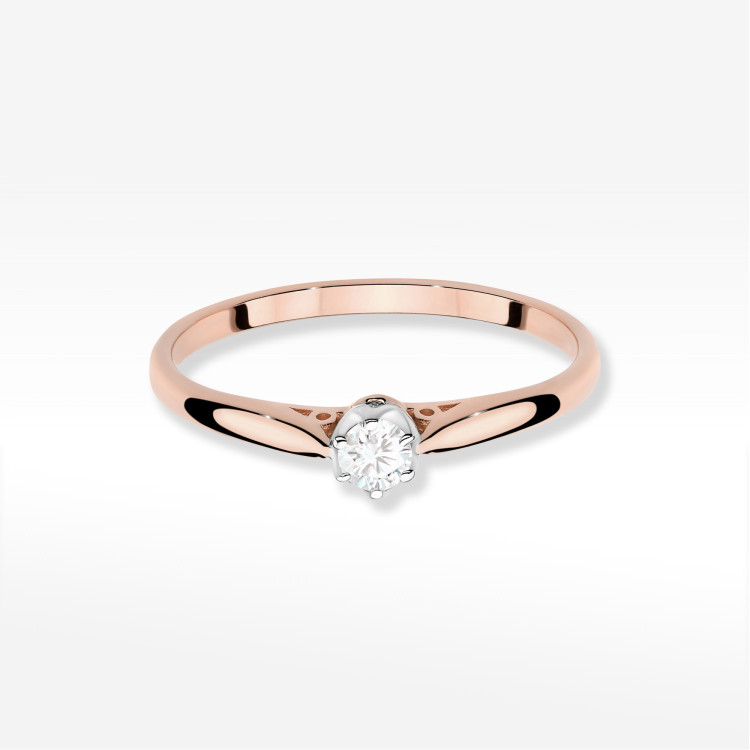 Pierścionek W0672 z diamentem 0,10ct różowe złoto