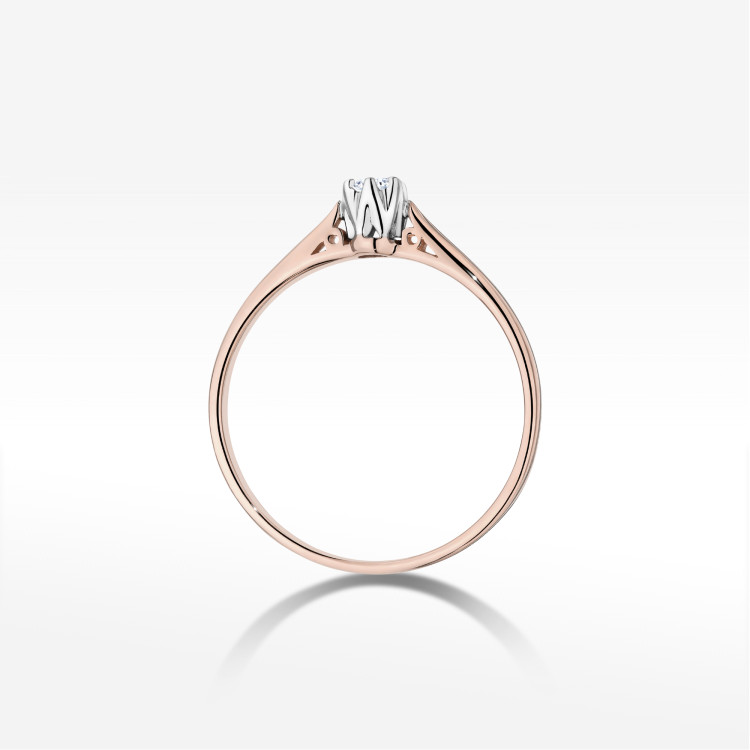 Pierścionek W0672 z diamentem 0,10ct różowe złoto