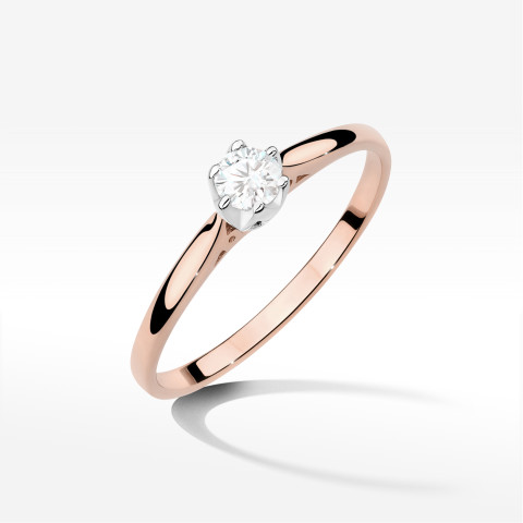 Pierścionek W0672 z diamentem 0,18ct różowe złoto