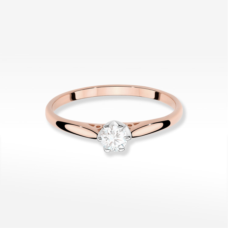 Pierścionek W0672 z diamentem 0,18ct różowe złoto