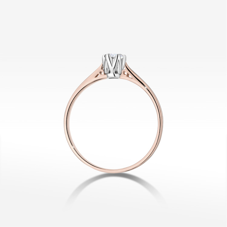 Pierścionek W0672 z diamentem 0,18ct różowe złoto