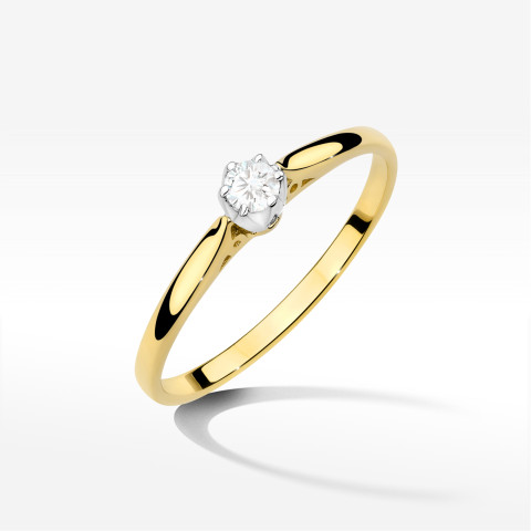 Pierścionek W0672 z diamentem 0,10ct żółte złoto