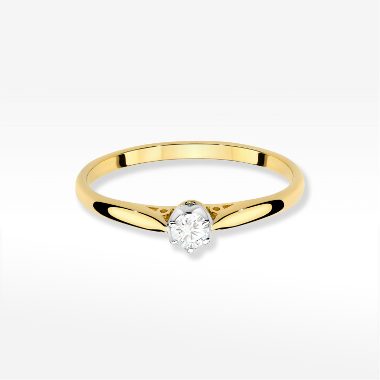 Pierścionek W0672 z diamentem 0,10ct żółte złoto