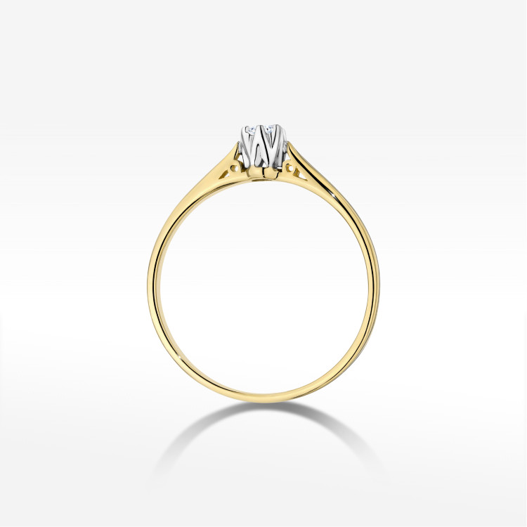 Pierścionek W0672 z diamentem 0,10ct żółte złoto