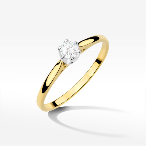 Pierścionek W0672 z diamentem 0,18ct żółte złoto