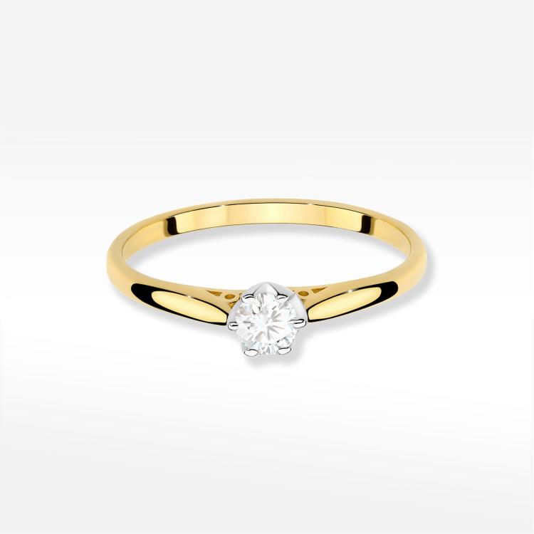 Pierścionek W0672 z diamentem 0,18ct żółte złoto