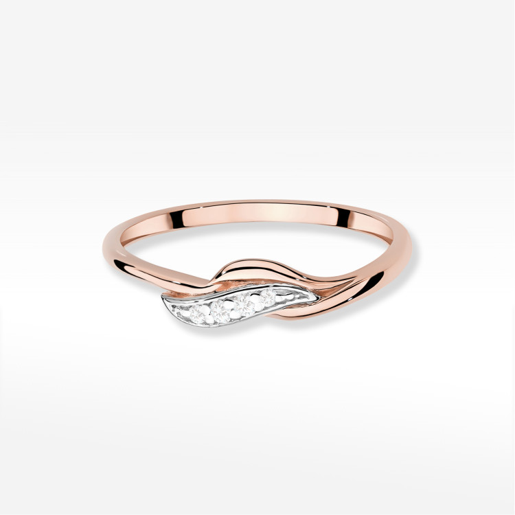 Pierścionek z diamentami 0,05ct różowe złoto W0673