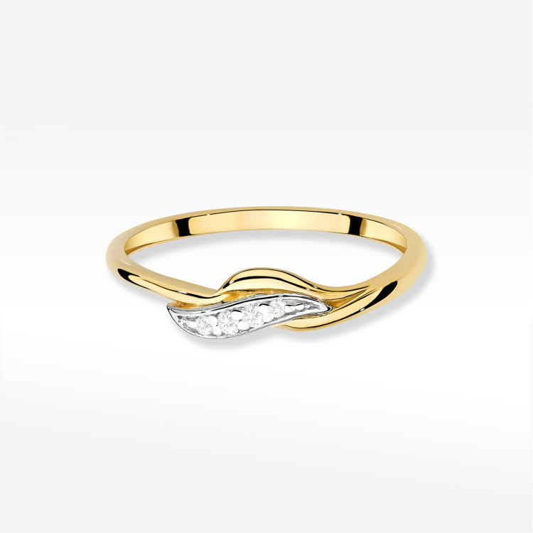 Pierścionek z diamentami 0,05ct żółte złoto W0673