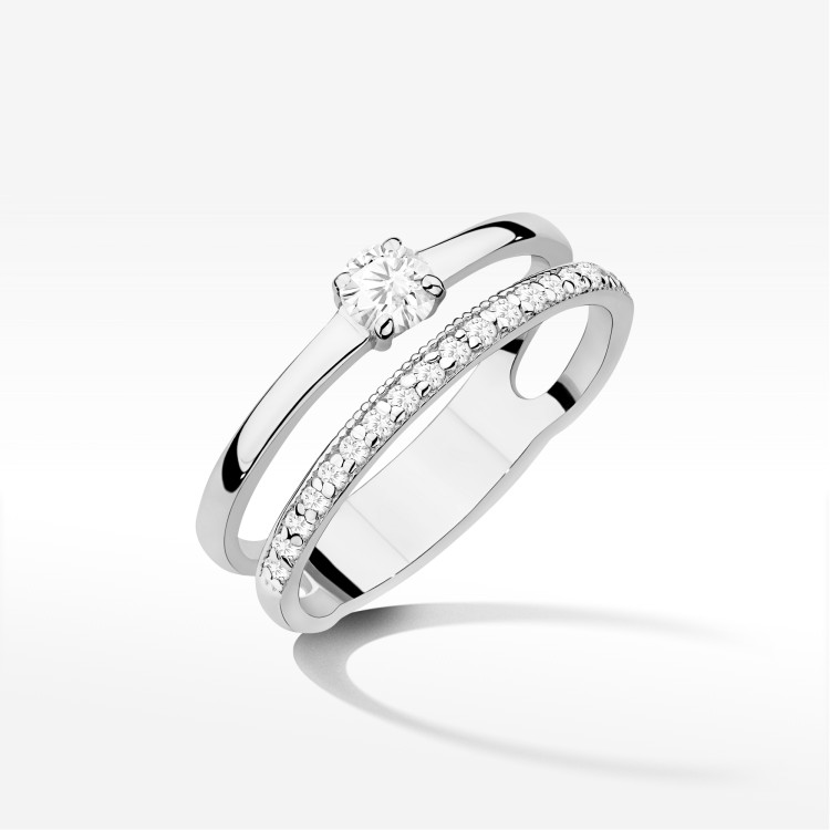 Pierścionek z diamentami 0,40ct białe złoto W0674