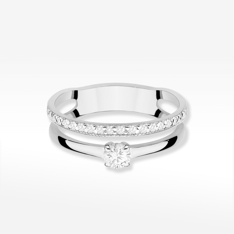 Pierścionek z diamentami 0,40ct białe złoto W0674