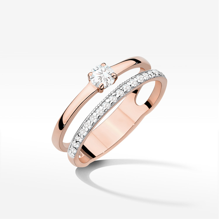 Pierścionek z diamentami 0,40ct różowe złoto W0674