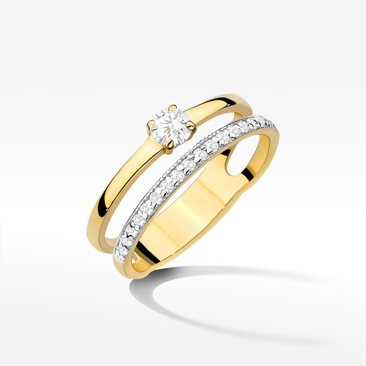 Pierścionek z diamentami 0,40ct żółte złoto W0674