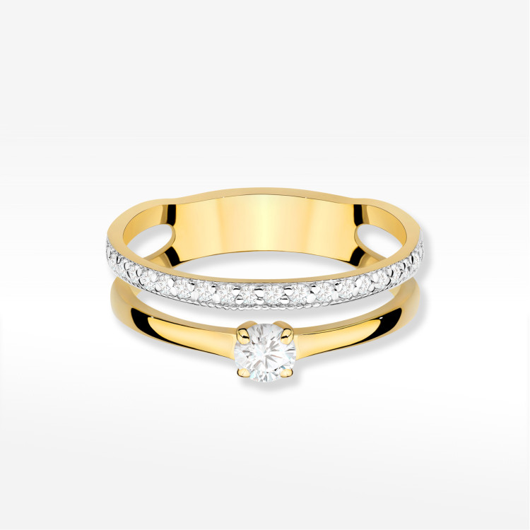 Pierścionek z diamentami 0,40ct żółte złoto W0674
