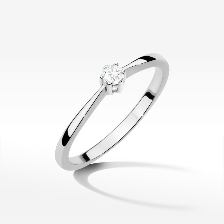 Pierścionek W0675 Diament 0,10ct białe złoto