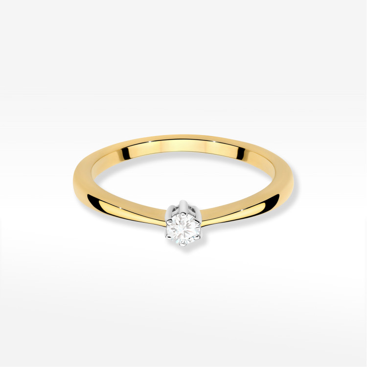 Pierścionek W0675 Diament 0,10ct żółte złoto