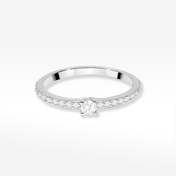 Pierścionek z diamentami 0,19ct białe złoto W0676