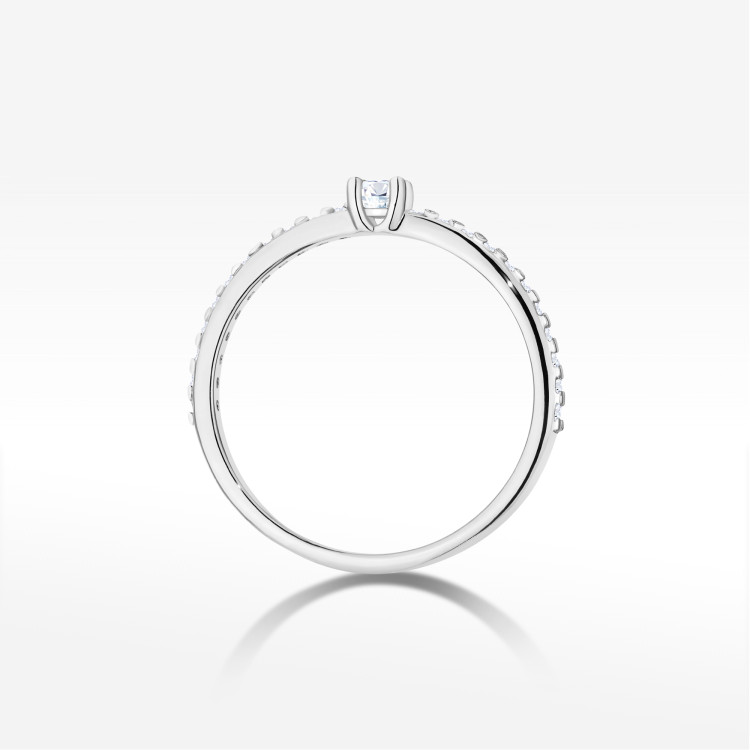 Pierścionek z diamentami 0,19ct białe złoto W0676