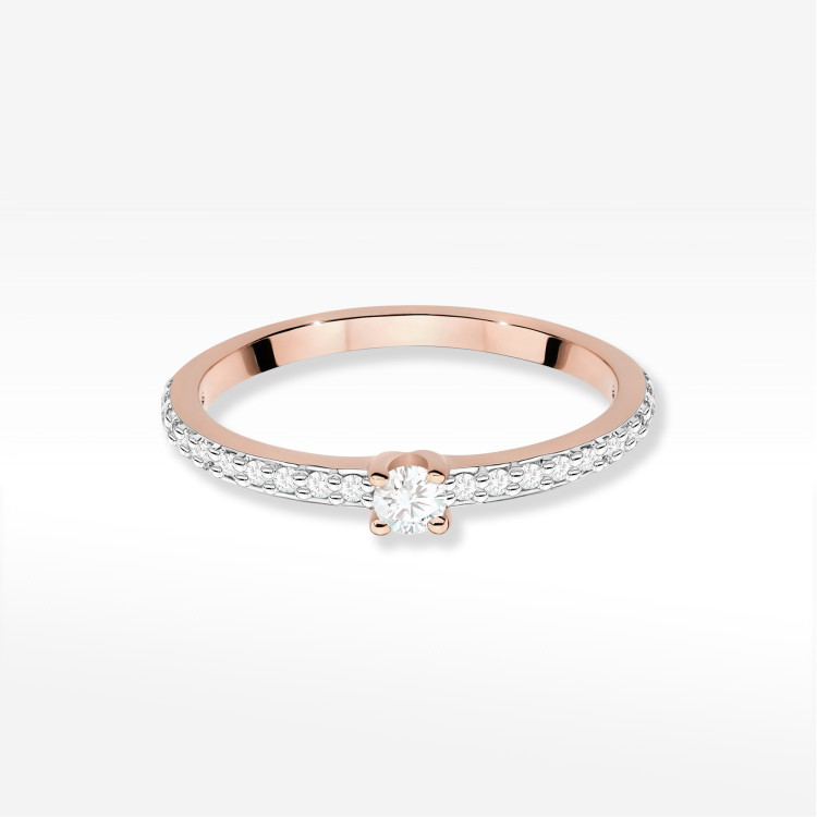 Pierścionek z diamentami 0,19ct różowe złoto W0676
