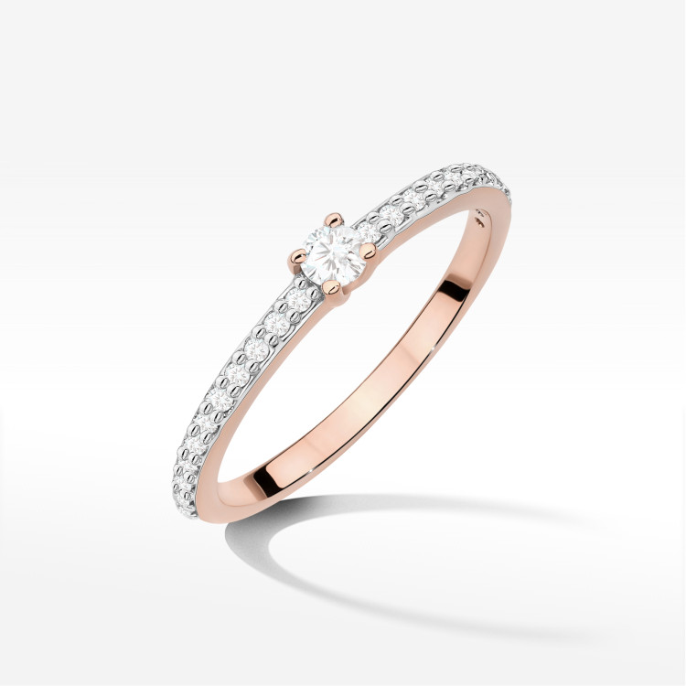 Pierścionek z diamentami 0,19ct różowe złoto W0676