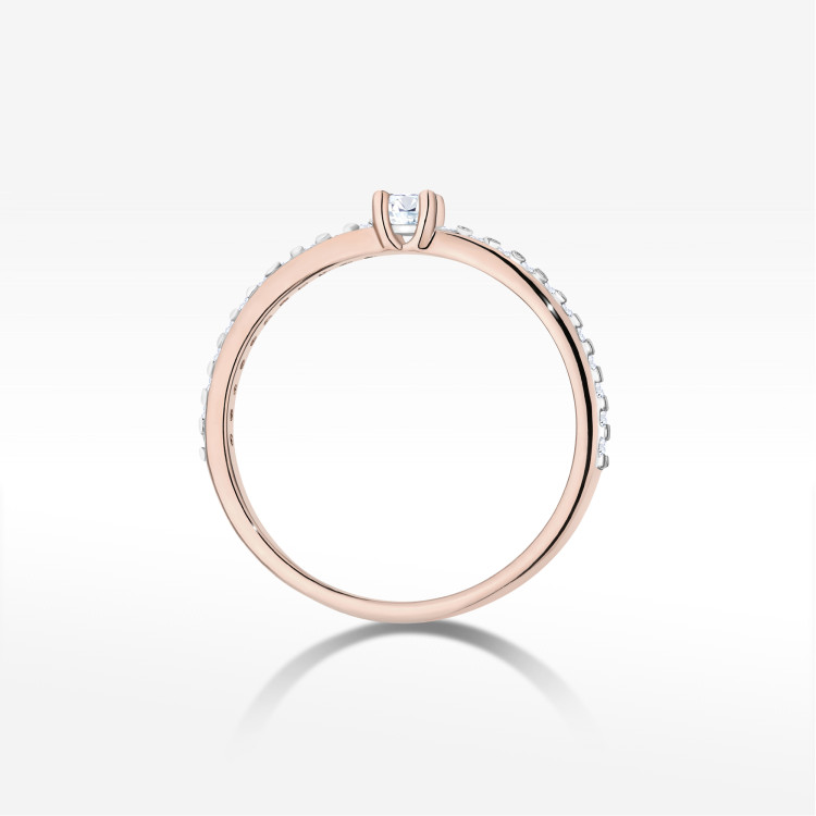 Pierścionek z diamentami 0,19ct różowe złoto W0676