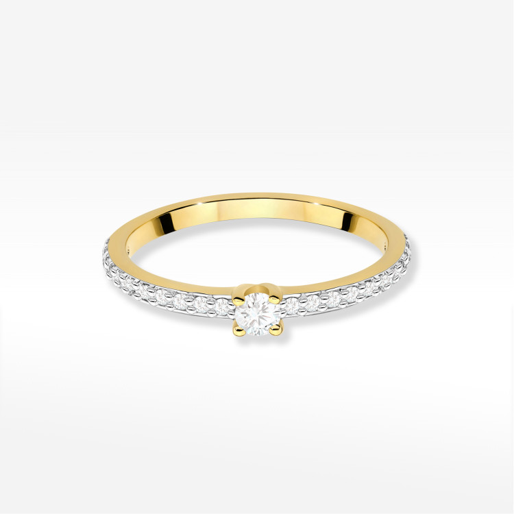 Pierścionek z diamentami 0,19ct żółte złoto W0676
