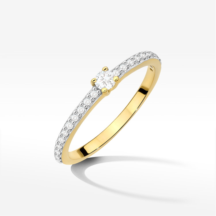 Pierścionek z diamentami 0,19ct żółte złoto W0676