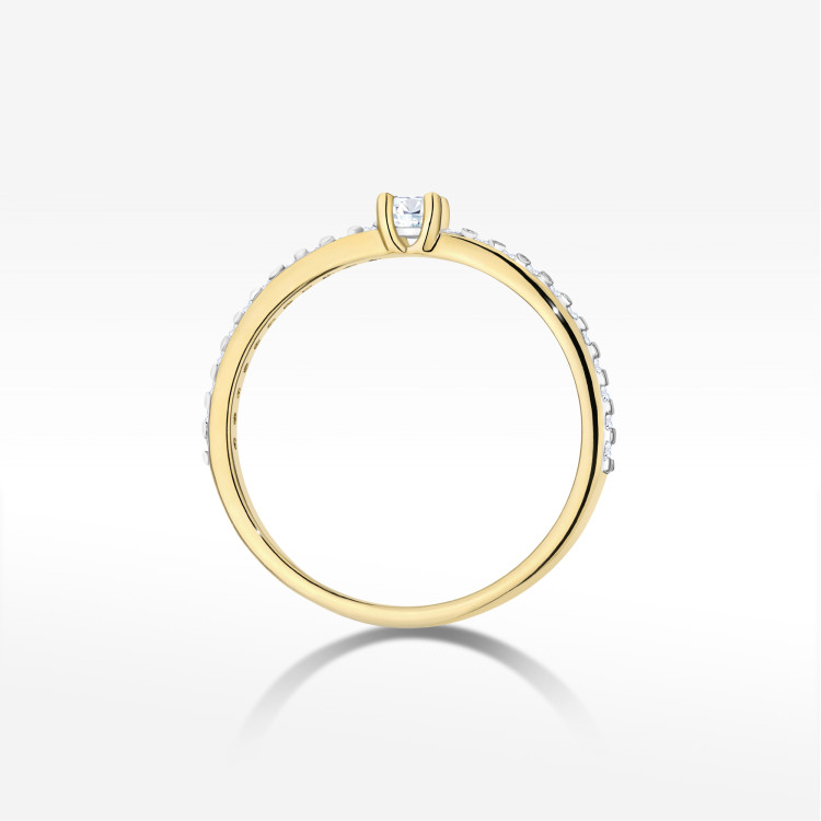Pierścionek z diamentami 0,19ct żółte złoto W0676