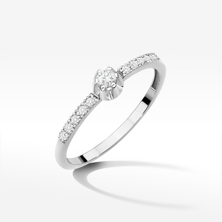 Pierścionek z diamentami 0,17ct białe złoto W0680