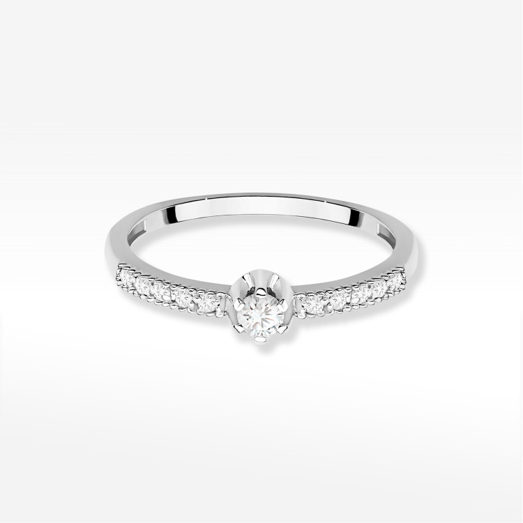 Pierścionek z diamentami 0,17ct białe złoto W0680