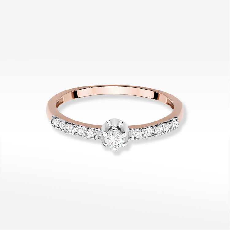 Pierścionek z diamentami 0,17ct różowe złoto W0680