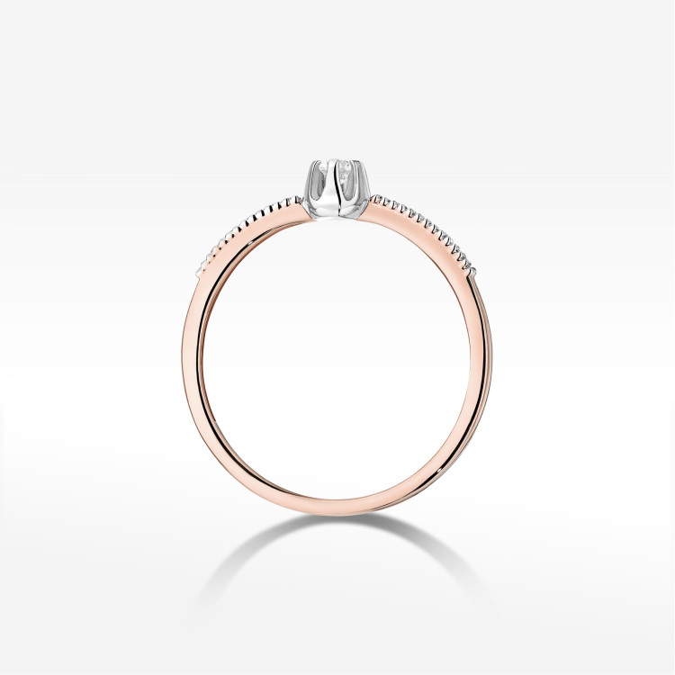 Pierścionek z diamentami 0,17ct różowe złoto W0680
